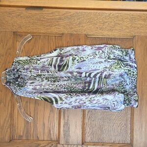 B. Wear Byer California High Neck Sleeveless Abstract Animal Print Tank Top M